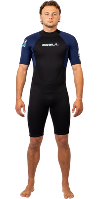 2026 Gul Mens G-Force Natur 3/2mm Back Zip Shorty Wetsuit GF3305-BKNA - Black / Navy